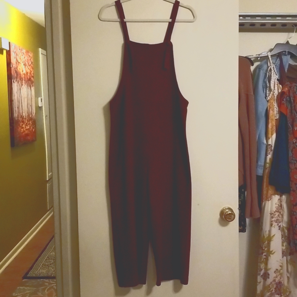 Burgundy Knit Overalls